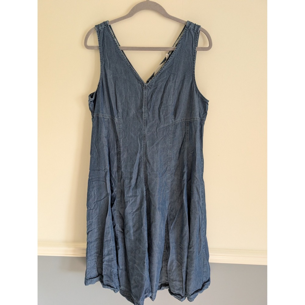 Soft Surroundings Blue V-Neck Sleeveless Balloon Hem Dress Large modest denim
